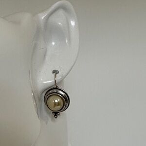 Mikimoto Silver Drop Earrings with Cream Pearl